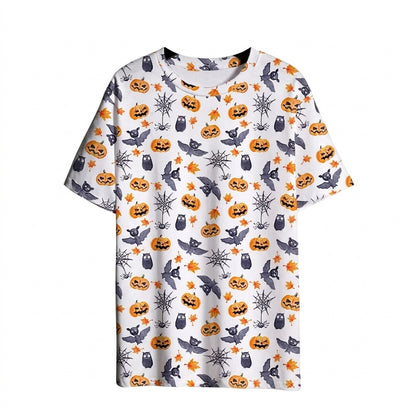 Halloween 3D Printed Bat Pumpkin Head Casual T-Shirt