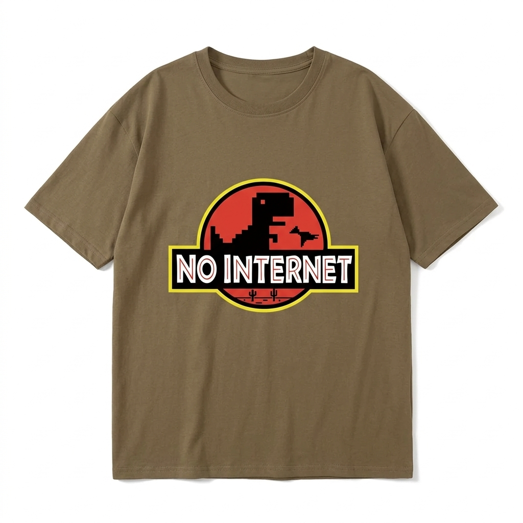 No Internet Little Dinosaur Oversize T-Shirts