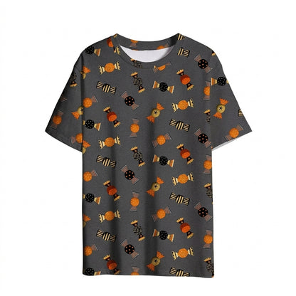 Halloween 3D Printed Bat Pumpkin Head Casual T-Shirt