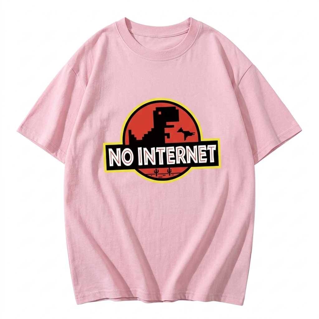 No Internet Little Dinosaur Oversize T-Shirts