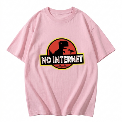 No Internet Little Dinosaur Oversize T-Shirts