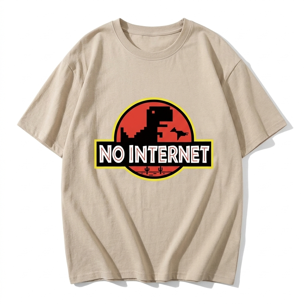 No Internet Little Dinosaur Oversize T-Shirts