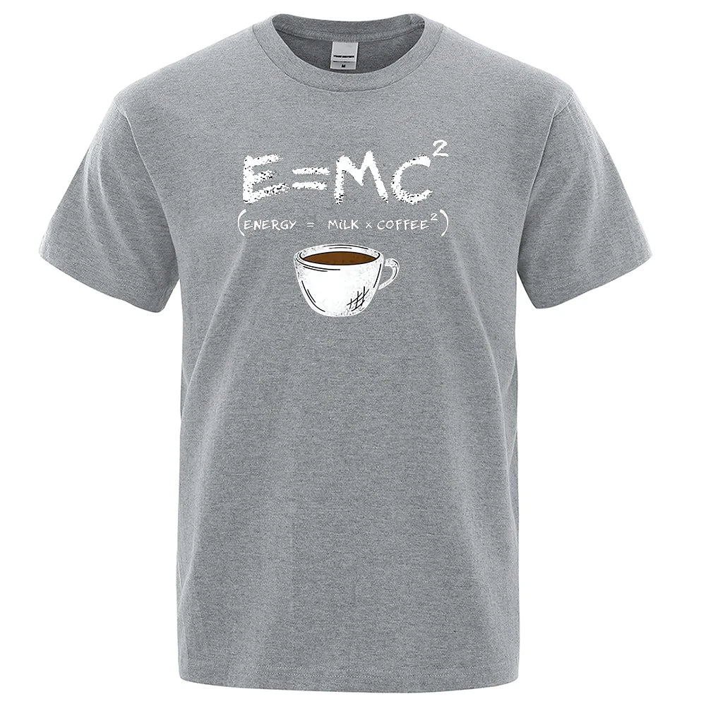 Energy=Milk+Coffee Printing Cotton Tshirt