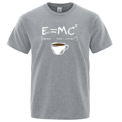 Energy=Milk+Coffee Printing Cotton Tshirt