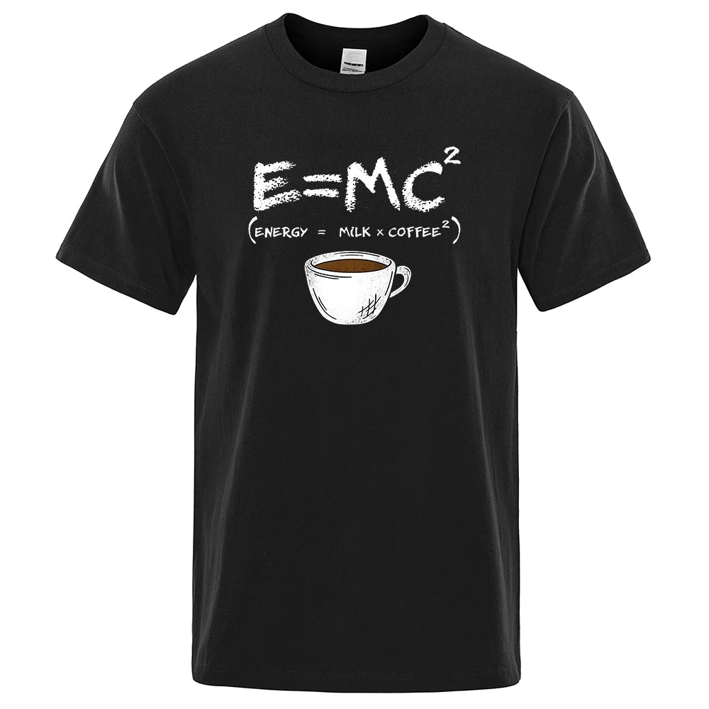 Energy=Milk+Coffee Printing Cotton Tshirt