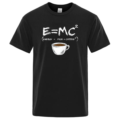 Energy=Milk+Coffee Printing Cotton Tshirt