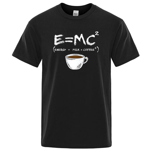 Energy=Milk+Coffee Printing Cotton Tshirt