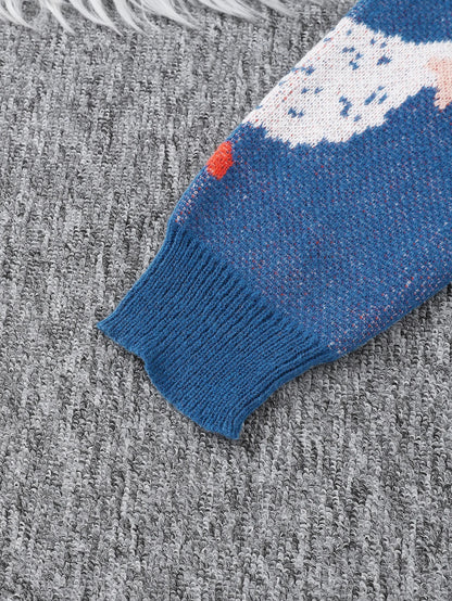 Duck Jacquard Pattern Sweater Knitted Pullover