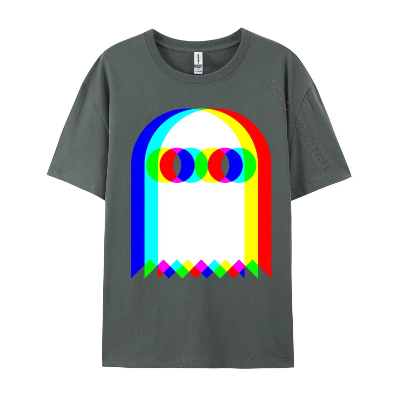 Ghost Trippy Vaporwave Halloween Techno Rave Cotton T-Shirt