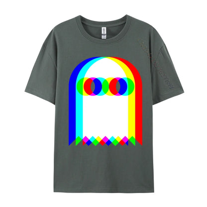 Ghost Trippy Vaporwave Halloween Techno Rave Cotton T-Shirt