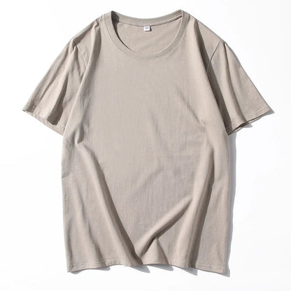 Men's Solid Color Round Neck Cotton T-shirt