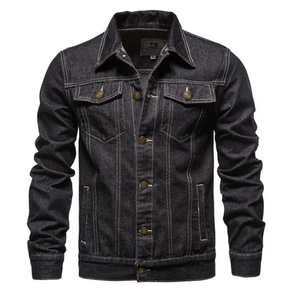 Denim Jackets Slim Fit Cotton Casual Black Blue Coats
