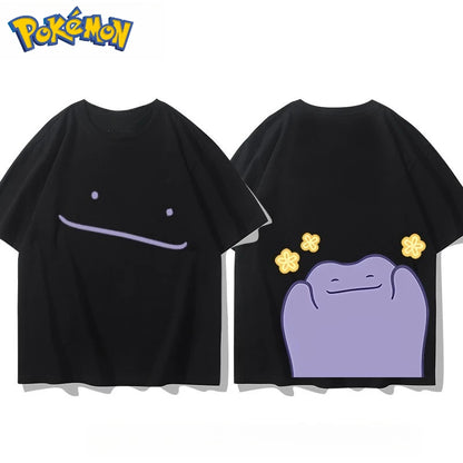 Pokémon Ditto Front and Rear Printed Loose Casual T-shirt