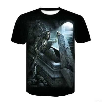 Halloween Horror Skull Print Casual T-shirt