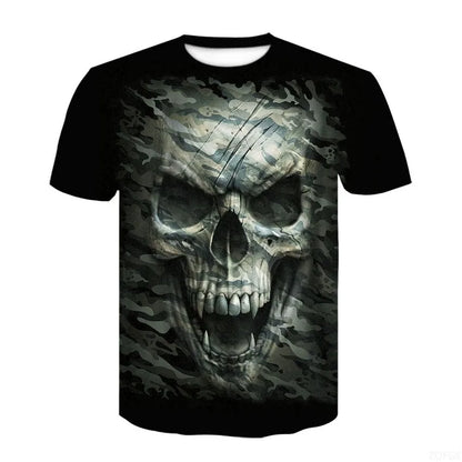 Halloween Horror Skull Print Casual T-shirt