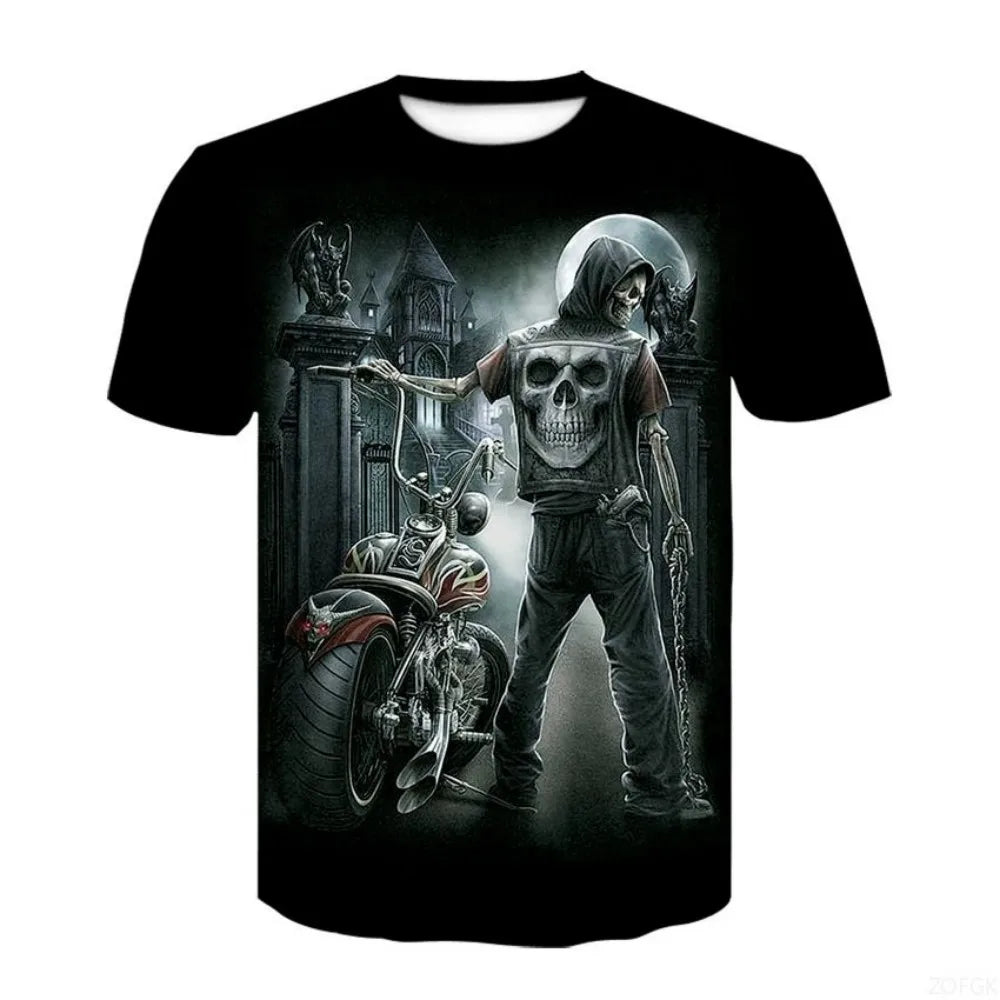 Halloween Horror Skull Print Casual T-shirt
