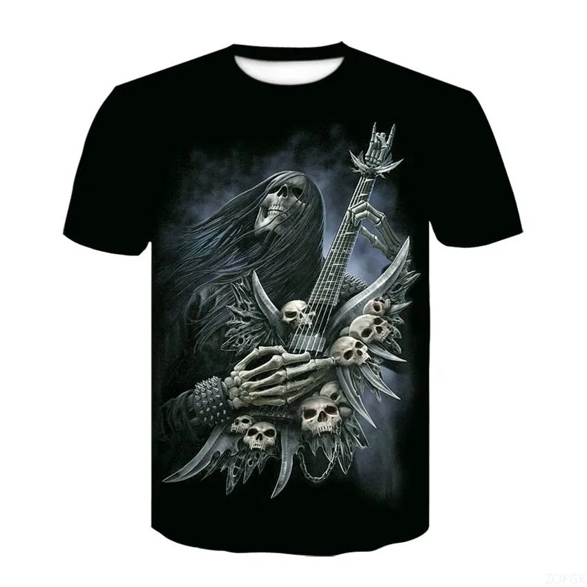 Halloween Horror Skull Print Casual T-shirt