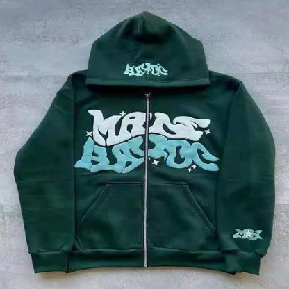Zip Up Hooded Sweatshirt Oversized