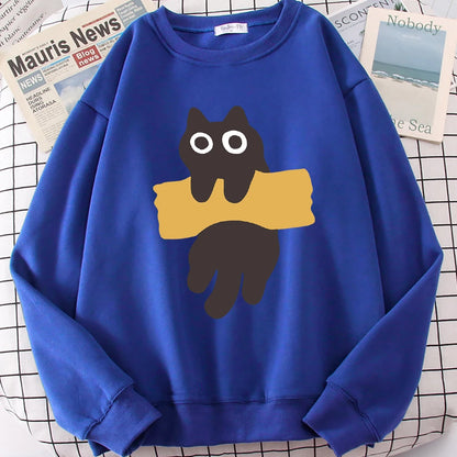 Tape Cat Cute Cartoons Loose Sweatshirts