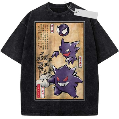 Pokemon Gengar Graphic T Shirt Oversized Vintage Washed Anime