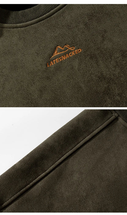 TFETTERS Suede Sweatshirt Solid Color Baggy Pullovers