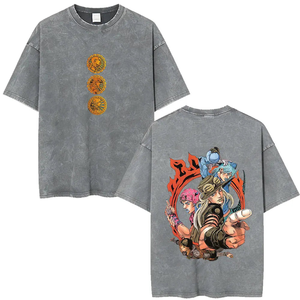 Anime Jojo Bizarre Adventure STEEL BALL RUN Manga Casual T-shirt
