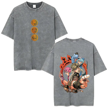 Anime Jojo Bizarre Adventure STEEL BALL RUN Manga Casual T-shirt