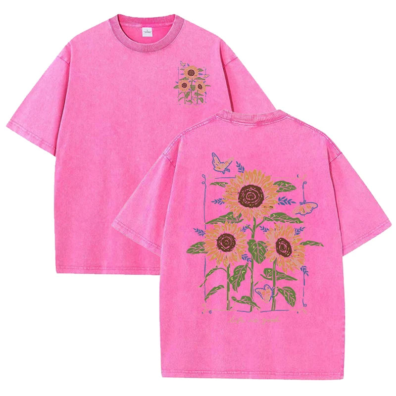 Lift Is Good Beautiful Sunflower Print T Shirts