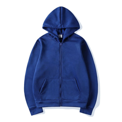 Zip-Up Sweater Cardigan Hoodie Solid Color