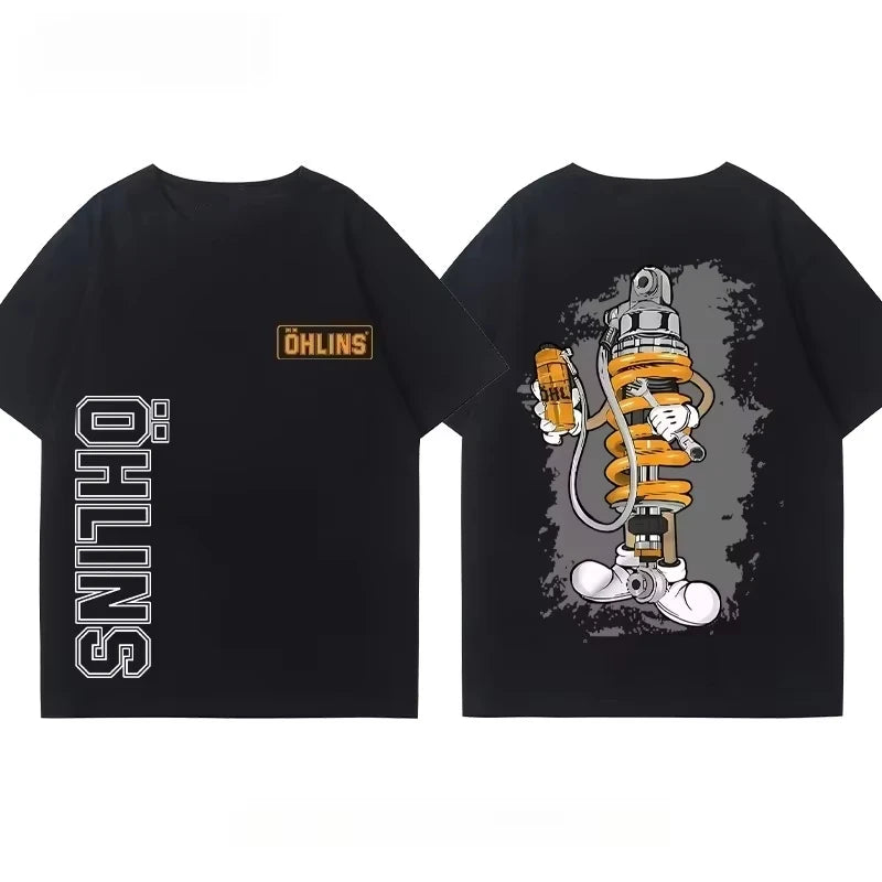 OHLINS Motorcycle Shock Absorber Modified Cotton T-shirt
