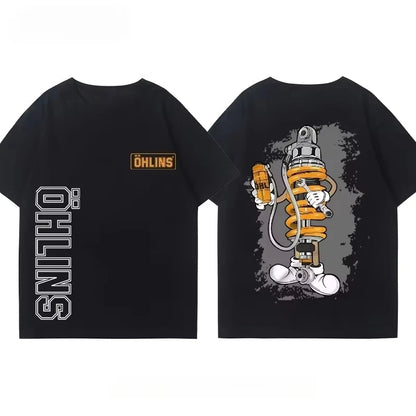 OHLINS Motorcycle Shock Absorber Modified Cotton T-shirt
