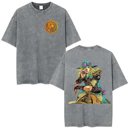 Anime Jojo Bizarre Adventure STEEL BALL RUN Manga Casual T-shirt