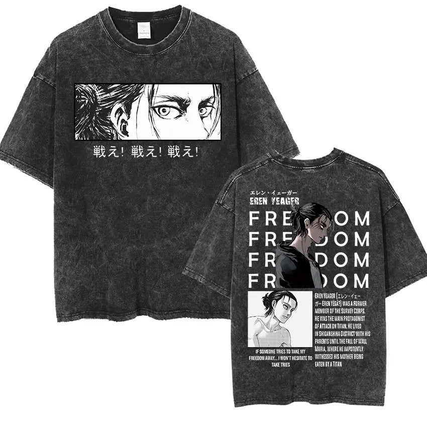 Mikasa Ackerman Eren Jaeger Wings of Freedom Cotton T-shirts