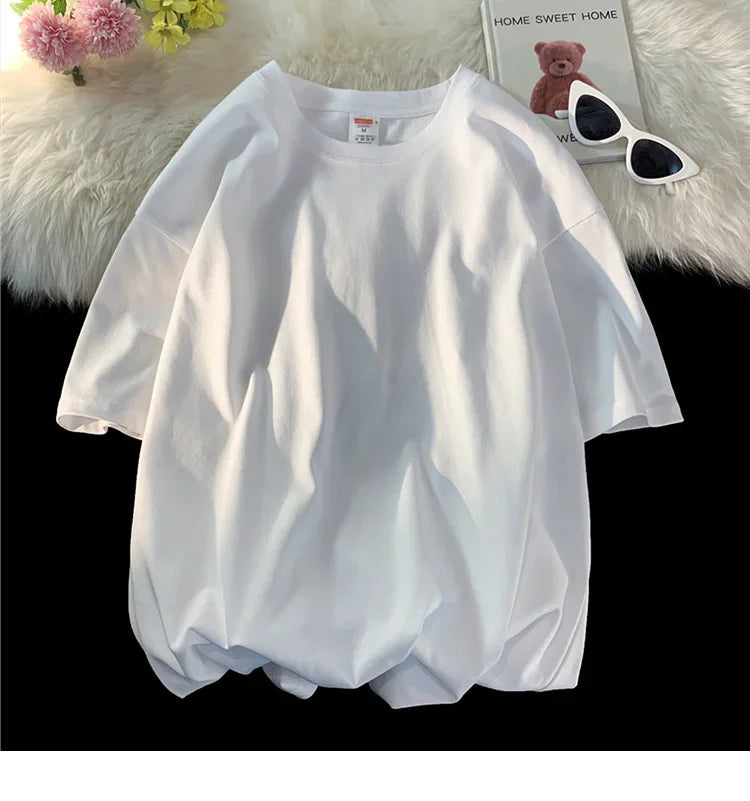 210g Cotton Solid Color Oversize Casual Tshirt 5XL