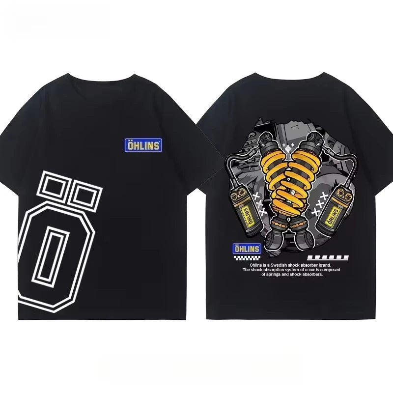 OHLINS Motorcycle Shock Absorber Modified Cotton T-shirt