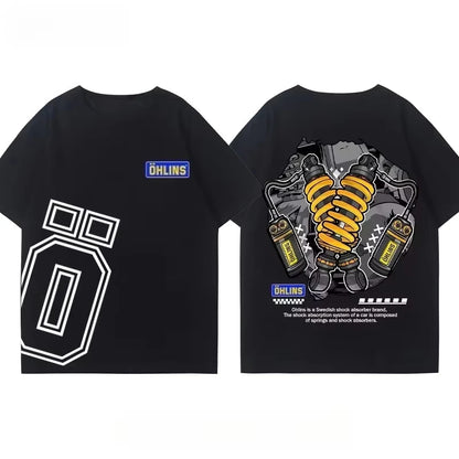 OHLINS Motorcycle Shock Absorber Modified Cotton T-shirt