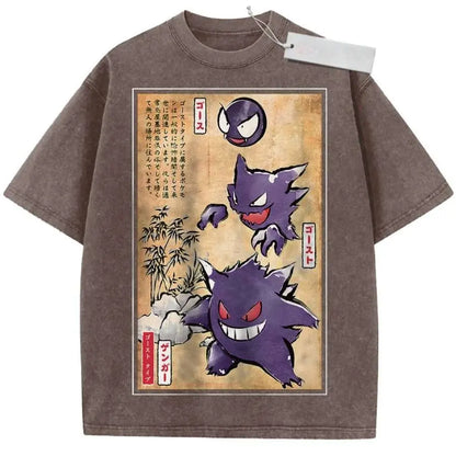 Pokemon Gengar Graphic T Shirt Oversized Vintage Washed Anime