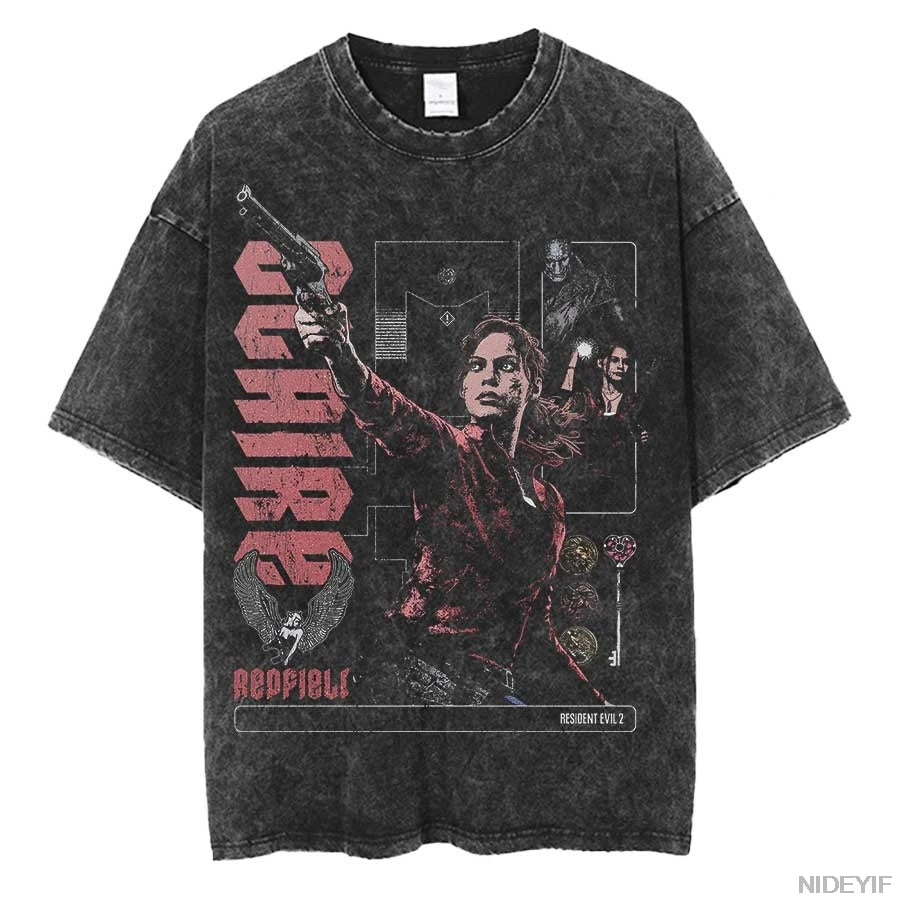 1990S Resident Evil Biohazard Leon Kennedy Oversized T shirt 100% Cotton