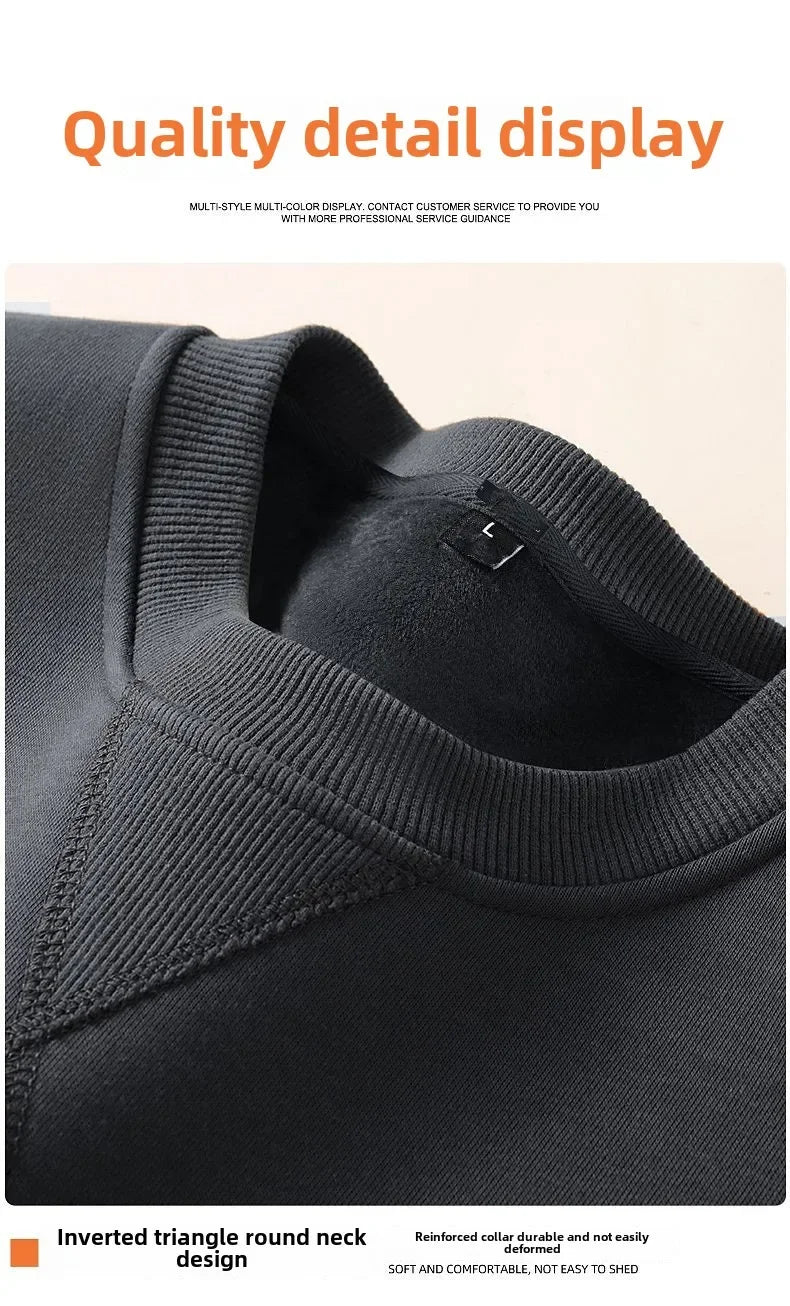 Thickened Fleece Loose Fit Cotton Polyester Sweatshirt