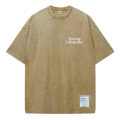 Casual Cotton Round Neck Vintage Style Loose Fit T-Shirt
