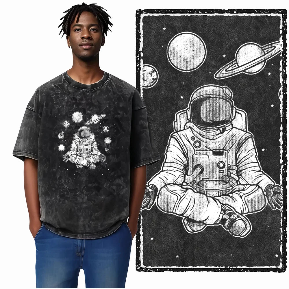 ASTRONAUT SPACE THEMES Printed Cotton Big Size T Shirt