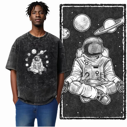 ASTRONAUT SPACE THEMES Printed Cotton Big Size T Shirt