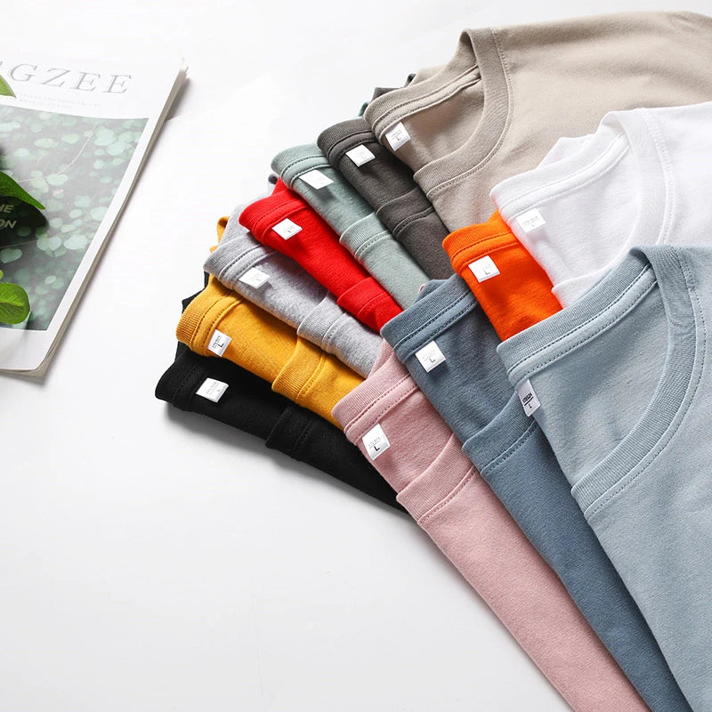 Men's Solid Color Round Neck Cotton T-shirt