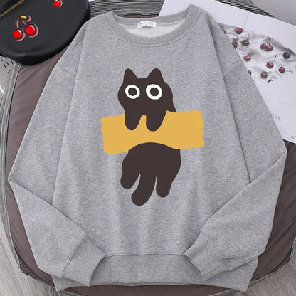 Tape Cat Cute Cartoons Loose Sweatshirts