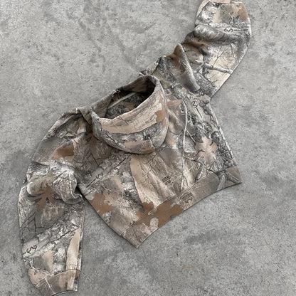 Y2K Retro Zip Up Hoodie Camouflage Pattern Zipper Sweatshirt