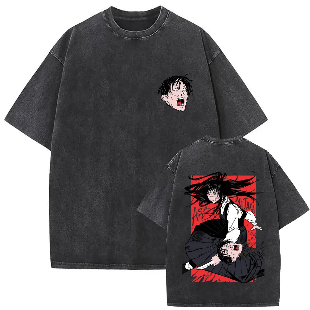 Anime Chainsaw Retro T-shirt Cartoon Denji Pochita Graphic Oversized