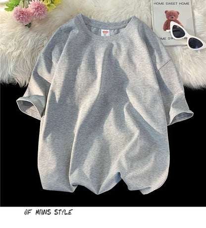 210g Cotton Solid Color Oversize Casual Tshirt 5XL