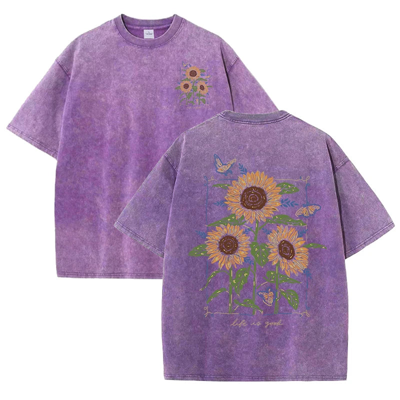 Lift Is Good Beautiful Sunflower Print T Shirts