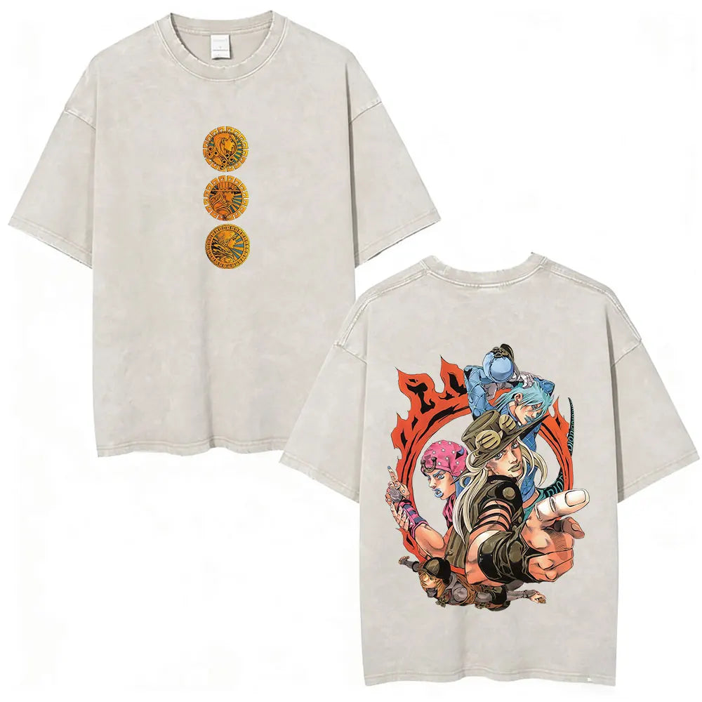 Anime Jojo Bizarre Adventure STEEL BALL RUN Manga Casual T-shirt