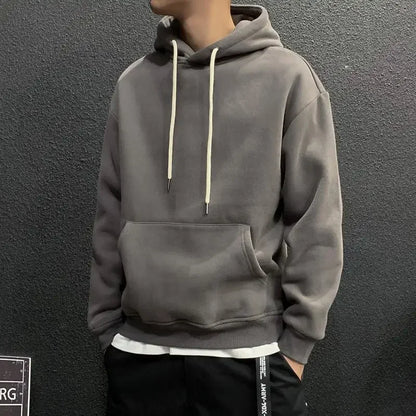 Fleeced Solid Simple Color Hoodies